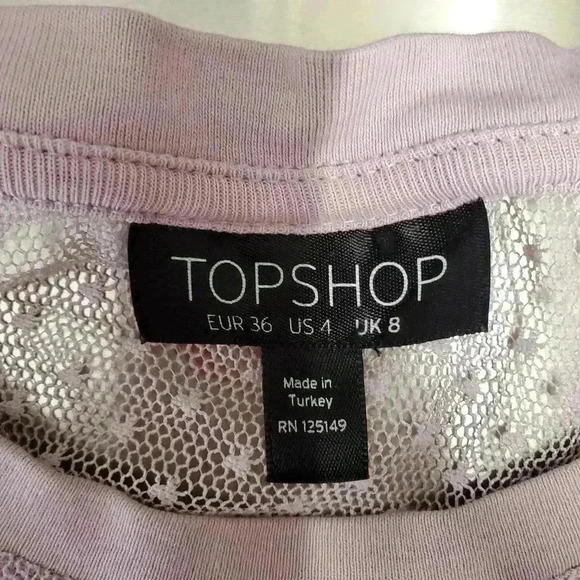 TOPSHOP women’s Lavender pastel purple Ruffled across Lace Sheer 4 or small - Picture 7 of 7